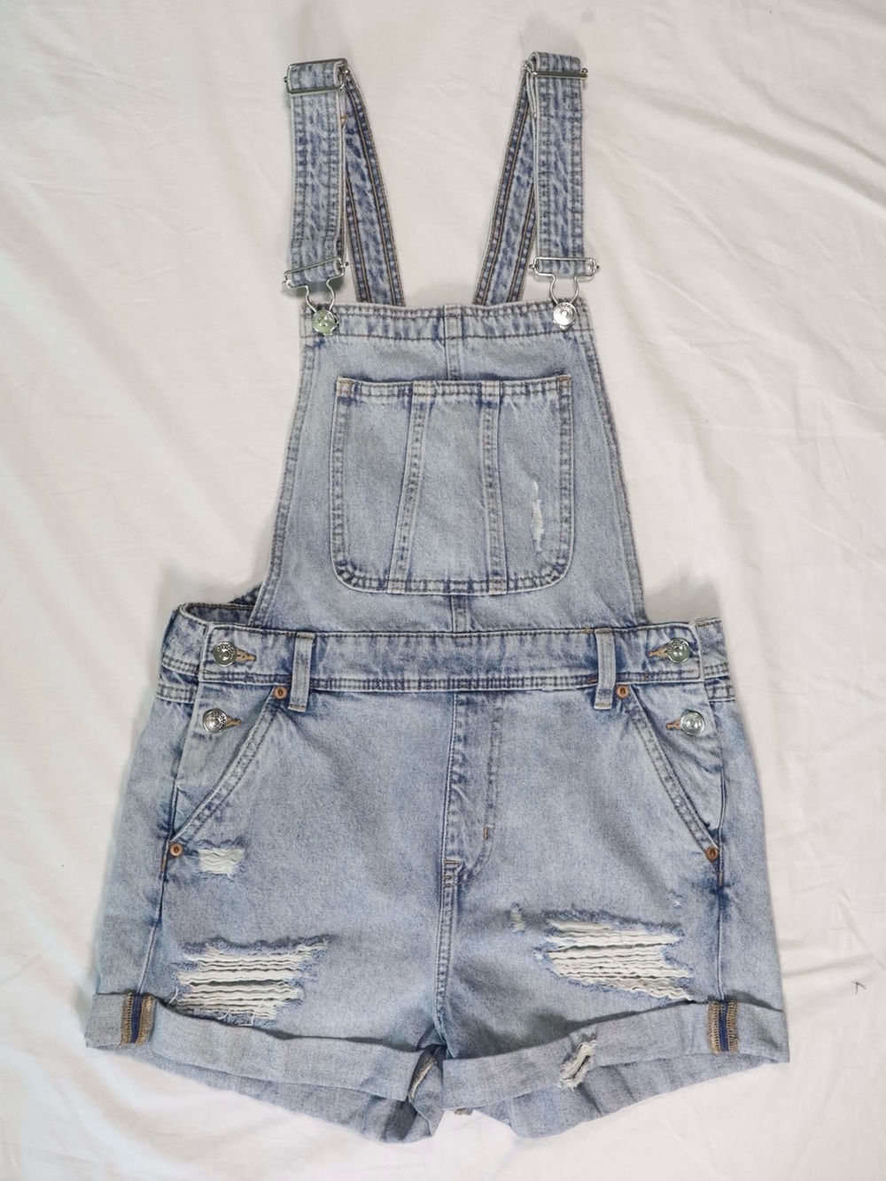 H&M Denim Overall Shorts | Light Blue Wash Size US 4